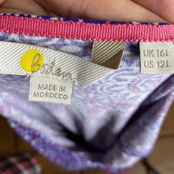 Boden Amelie Jersey Dress Blue Pink White Anstract Floral Size 12L - Picture 6 of 11